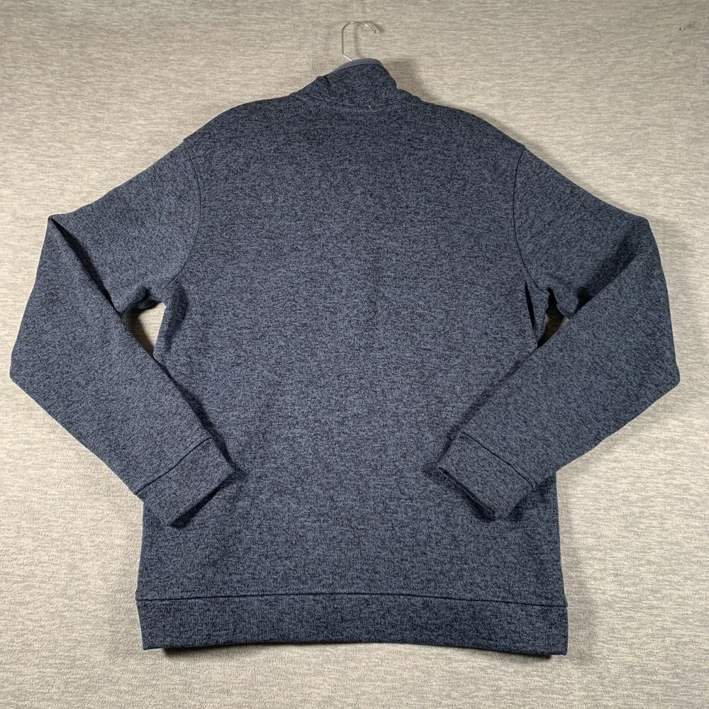 Eddie Bauer Sweater Mens Large Blue 1/4 Snap Mock‎ Neck Knit Pullover Casual